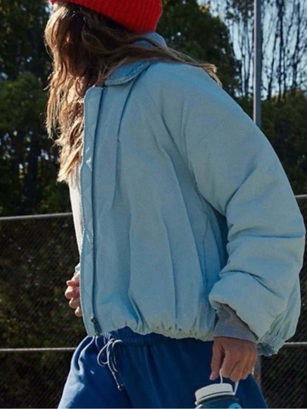 FP Movement by Free People Powder Blue Puffer Outpost Bomber Jacket